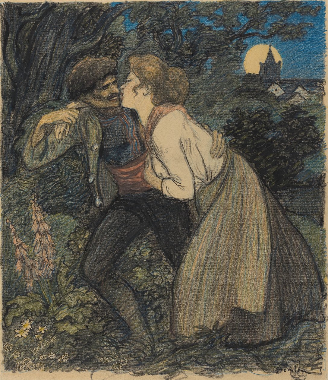Hunden med ulven, 1900. av Théophile Alexandre Steinlen
