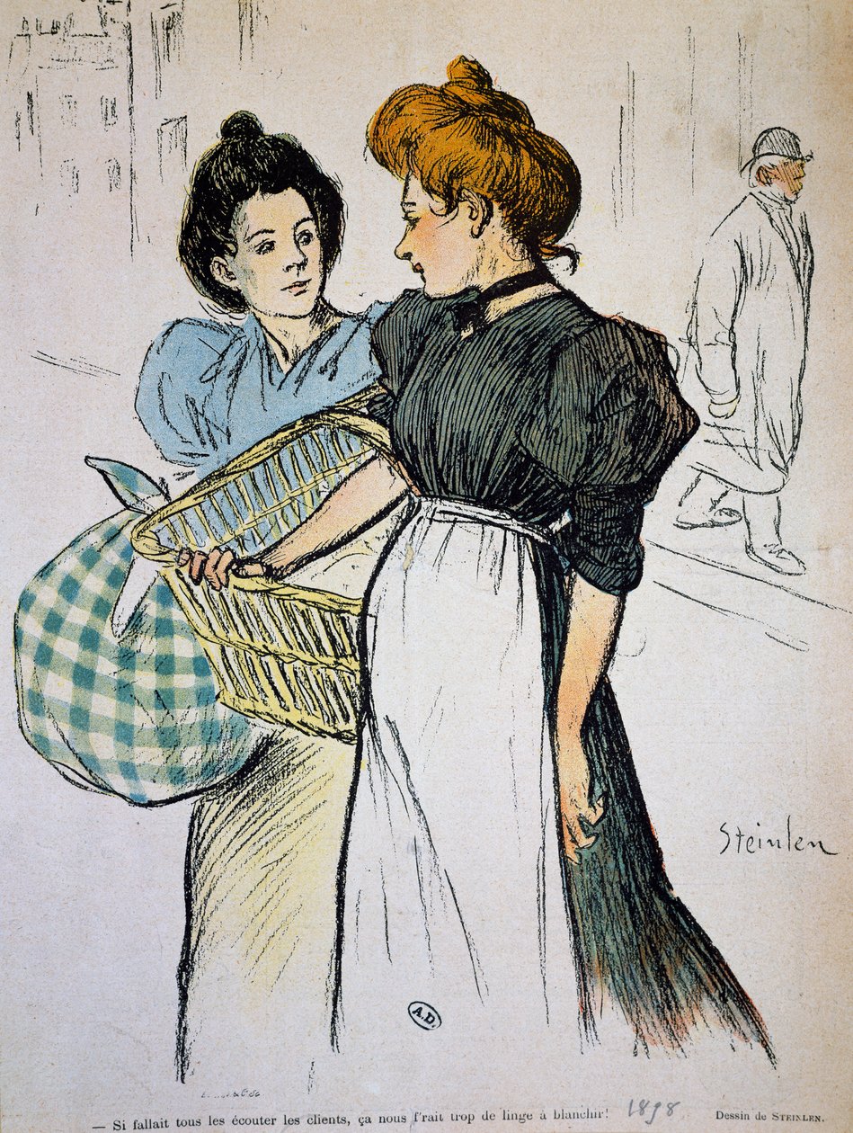 Vaskekvinnene, trykk, Frankrike av Théophile Alexandre Steinlen