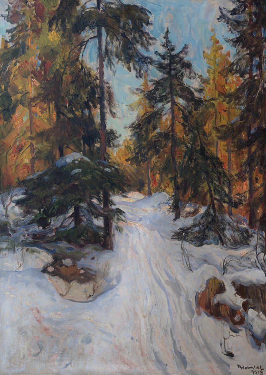 Skoginteriør, vinter av Thorolf Holmboe
