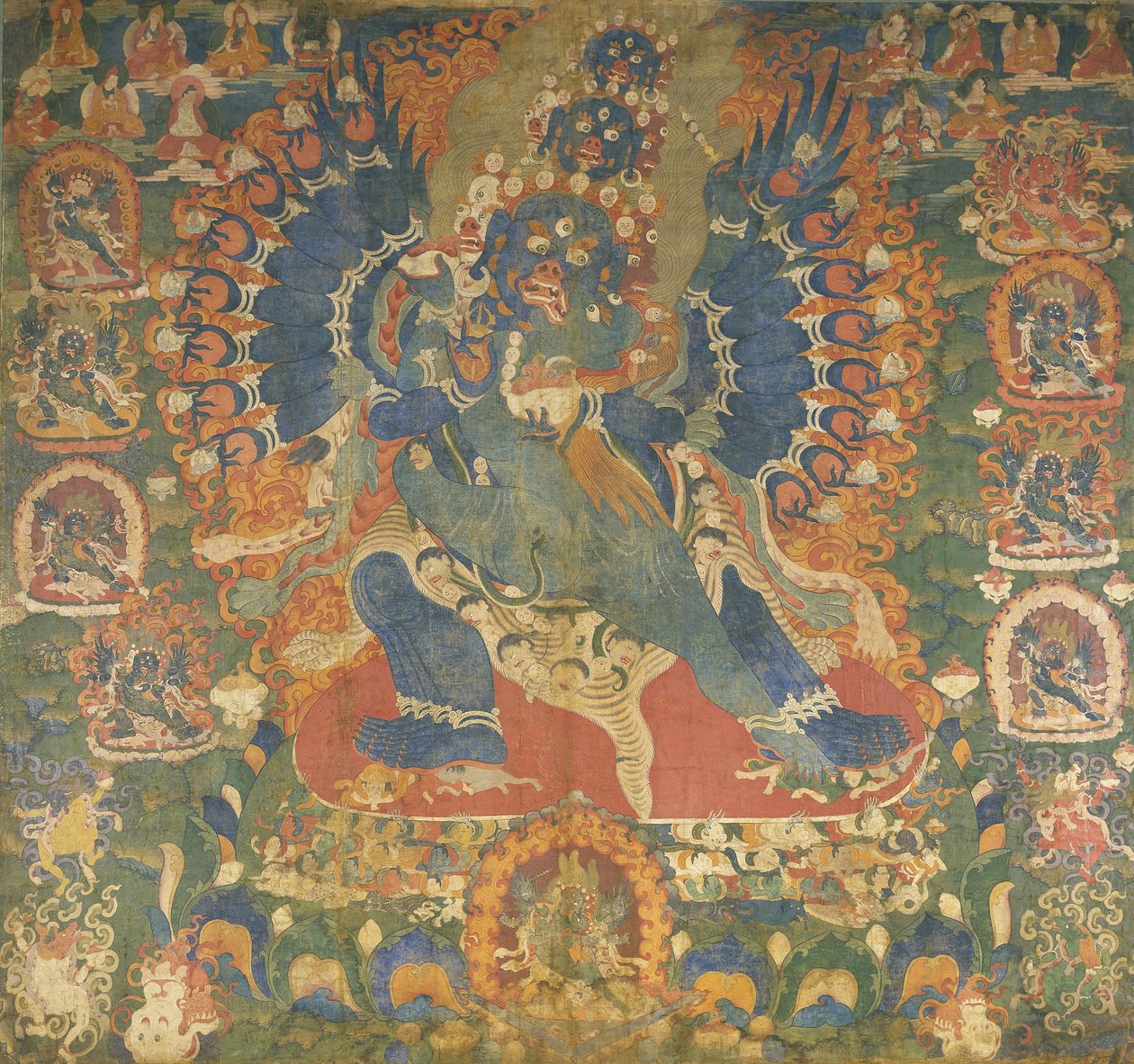 Thangka som skildrer Mahottara Heruka av Tibetan School