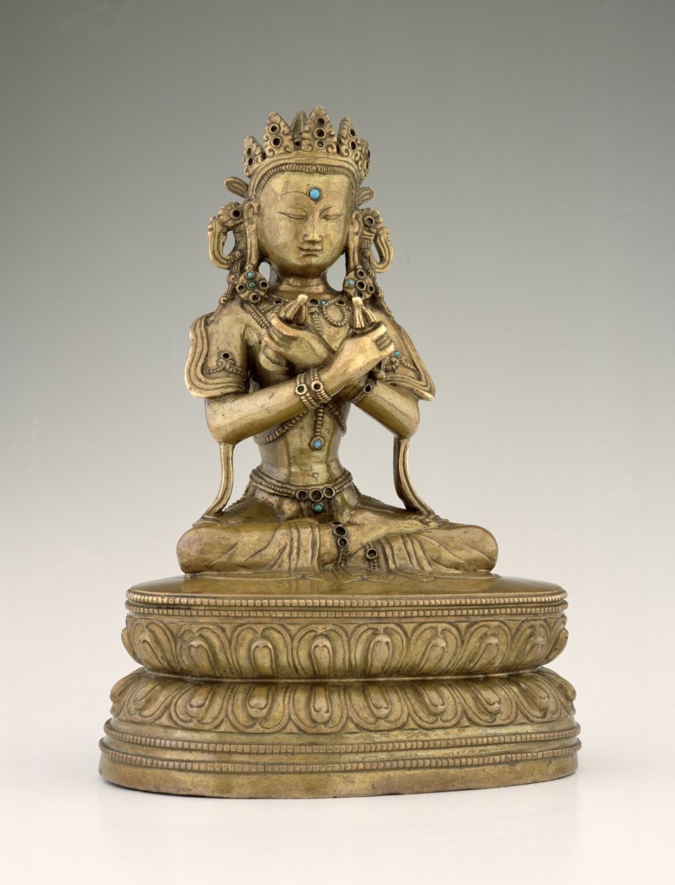 Vajradhara Buddha (kobberlegering og edelstener) av Tibetan School
