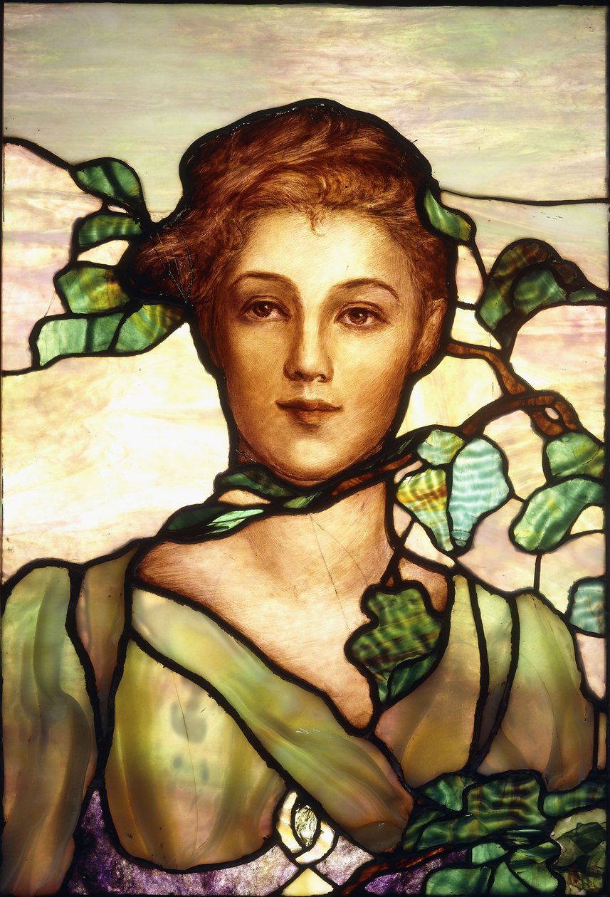 Et portrettvindu av blyholdig glass, ca. 1900 av Tiffany Studios