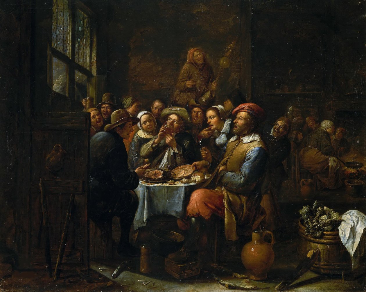 Interiør i en taverna, ca. 1650-1660. av Tilborgh