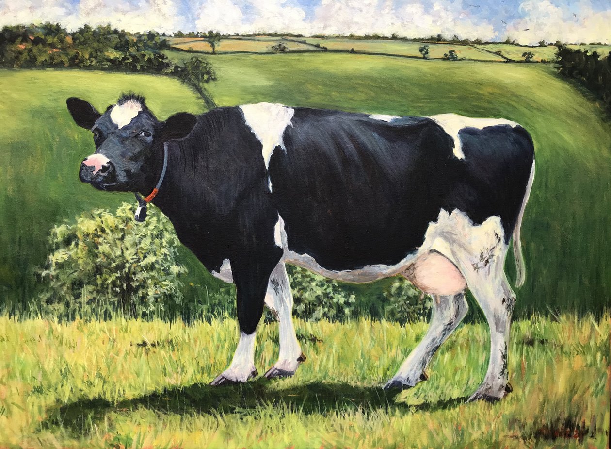 Cow 2021 (olje på lerret) av Tilly Willis