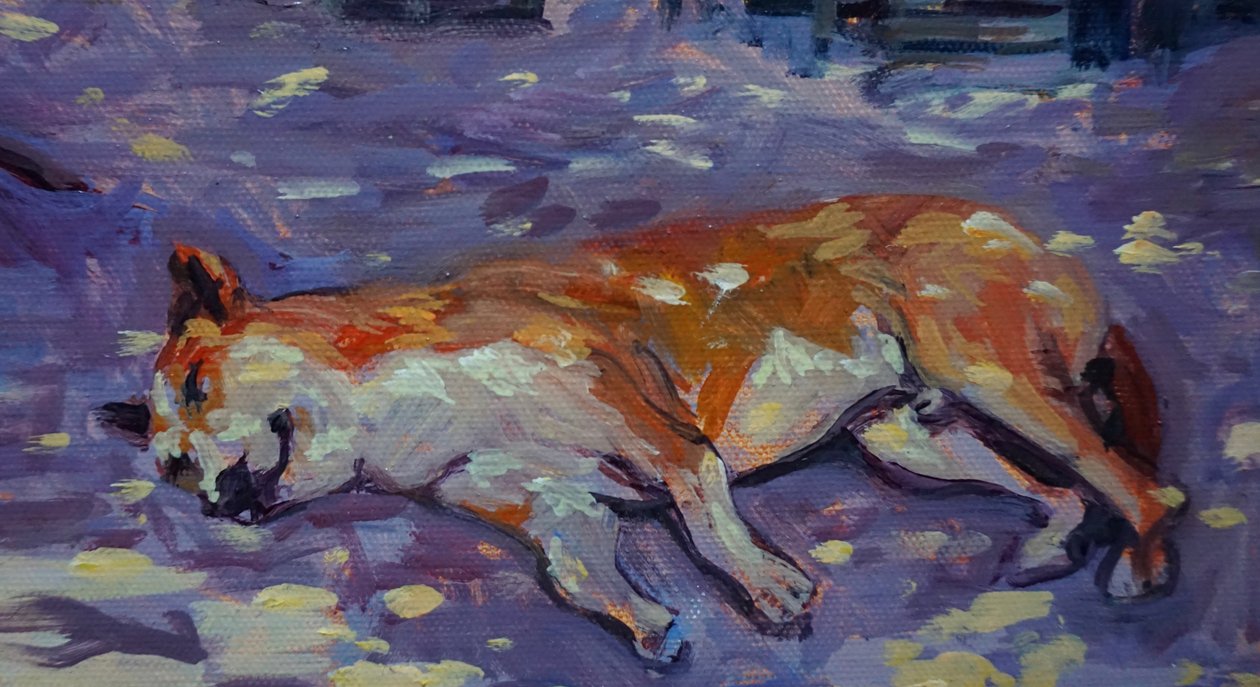 Sleeping Dog 2021 (olje) av Tilly Willis