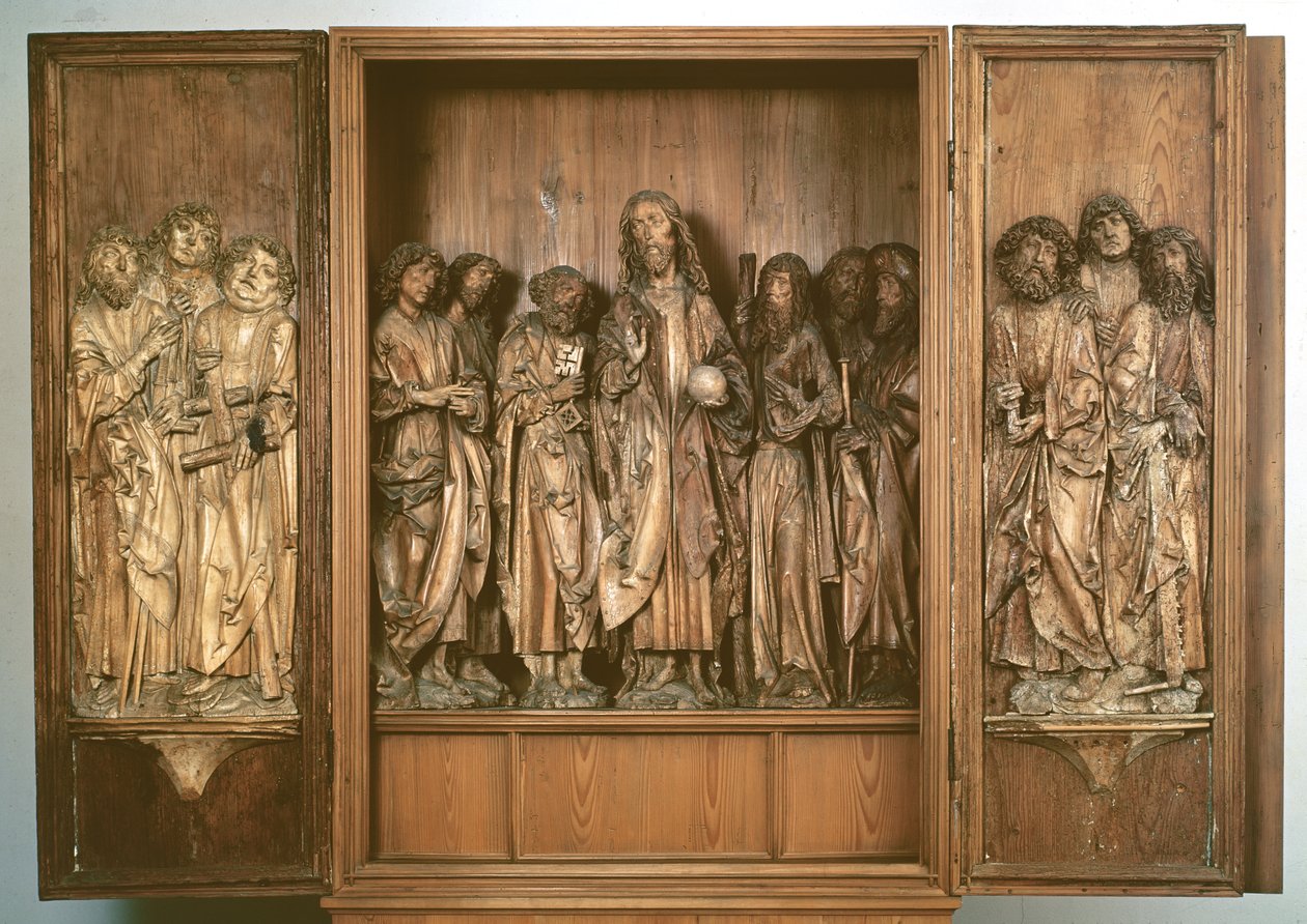 Windsheim Triptych som viser Kristus med de tolv apostlene (tre) av Tilman Riemenschneider