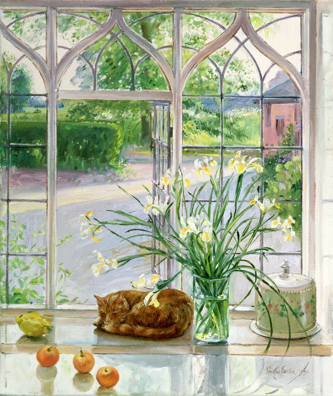 Iriser og sovende katt, 1990 av Timothy Easton