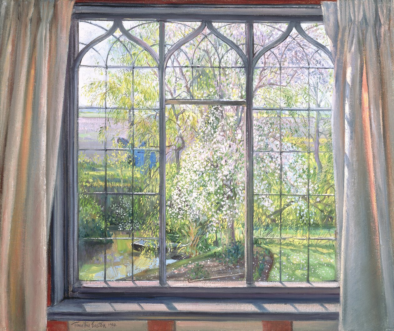 Apple Blossom Against Willow, 1990 av Timothy Easton