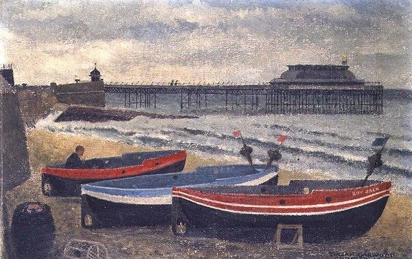 Båter på Cromer Beach av Tirzah Ravilious