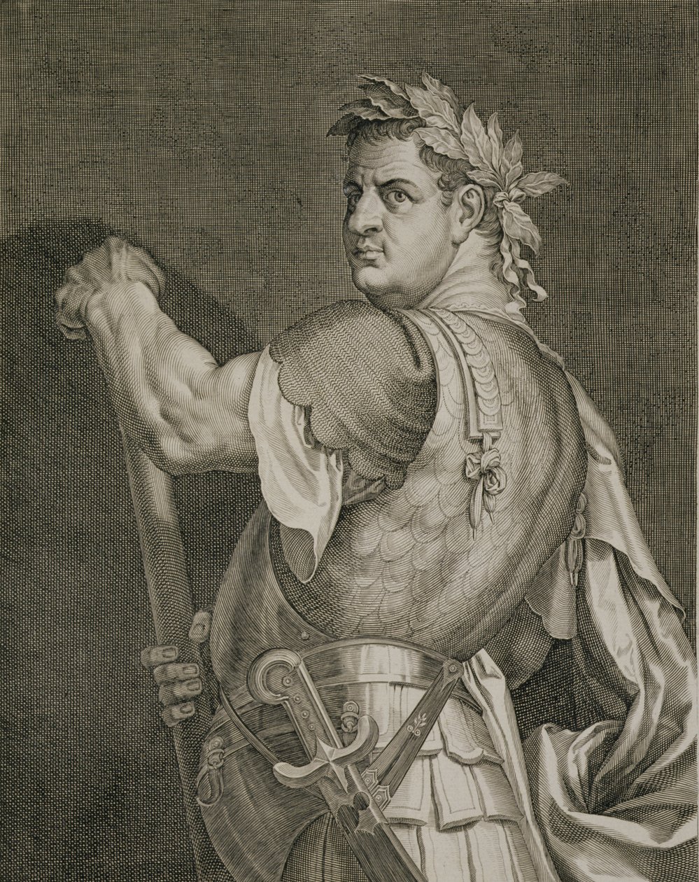 D. Titus Vespasian keiser av Roma 79-81 e.Kr. gravert av Aegidius Sadeler (1570-1629) av Tiziano Vecelli