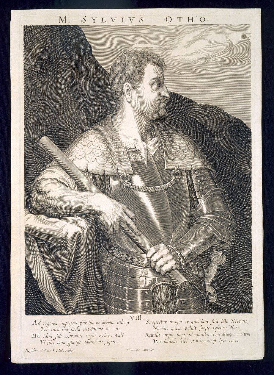 M. Silvius Otho keiser av Roma 68 e.Kr. gravert av Aegidius Sadeler (1570-1629) av Tiziano Vecelli