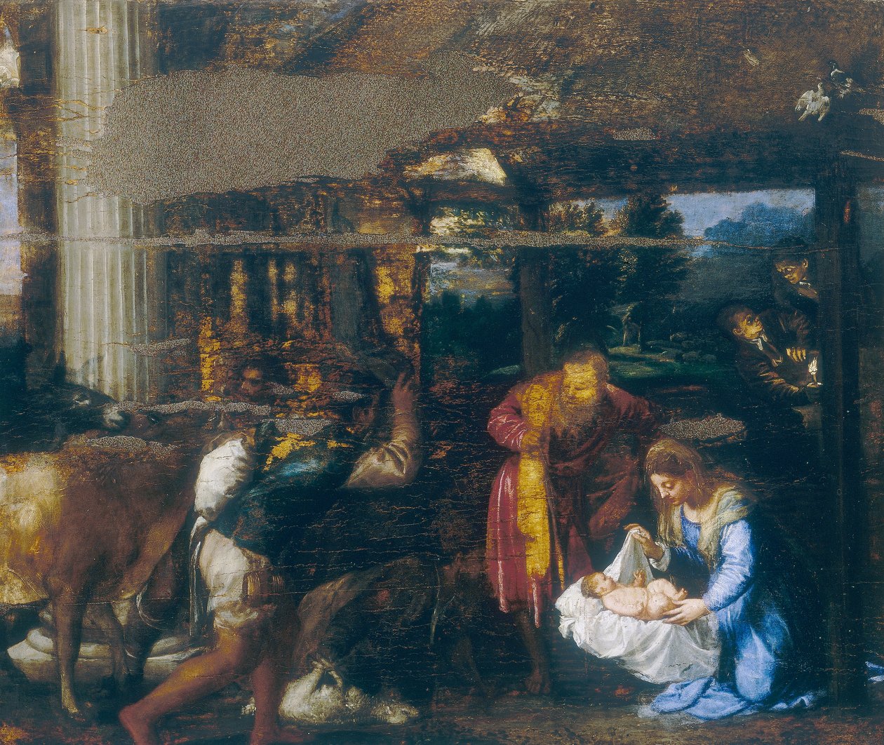 Tilbedelse av gjeterne av Tiziano Vecelli
