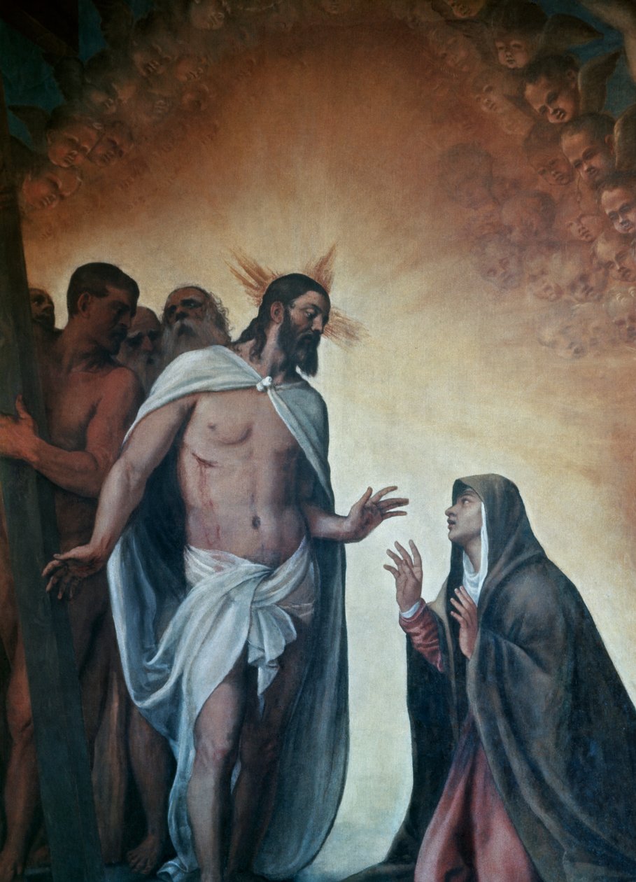 Tilsynekomsten av den oppstandne Kristus til jomfru av Titian (c.1488 1576)