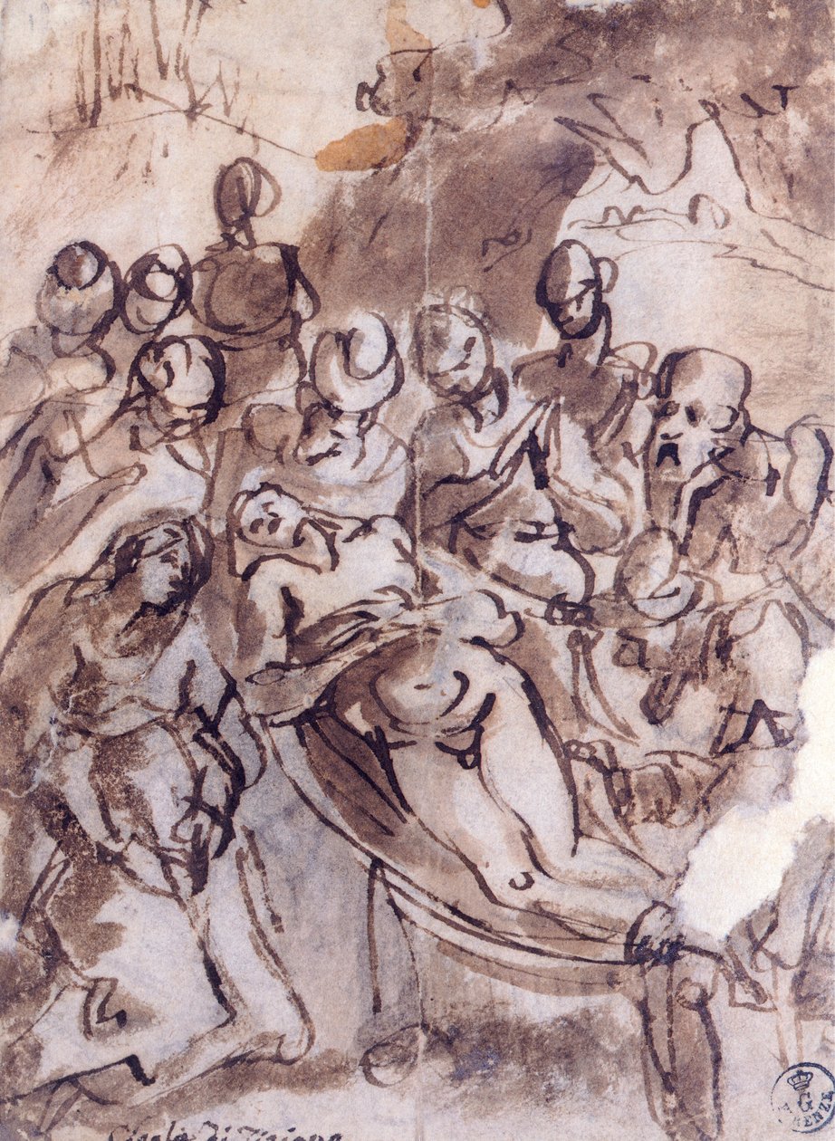 Deponering av Titian (ca. 1490-1576), tegning av Titian (c.1488 1576)