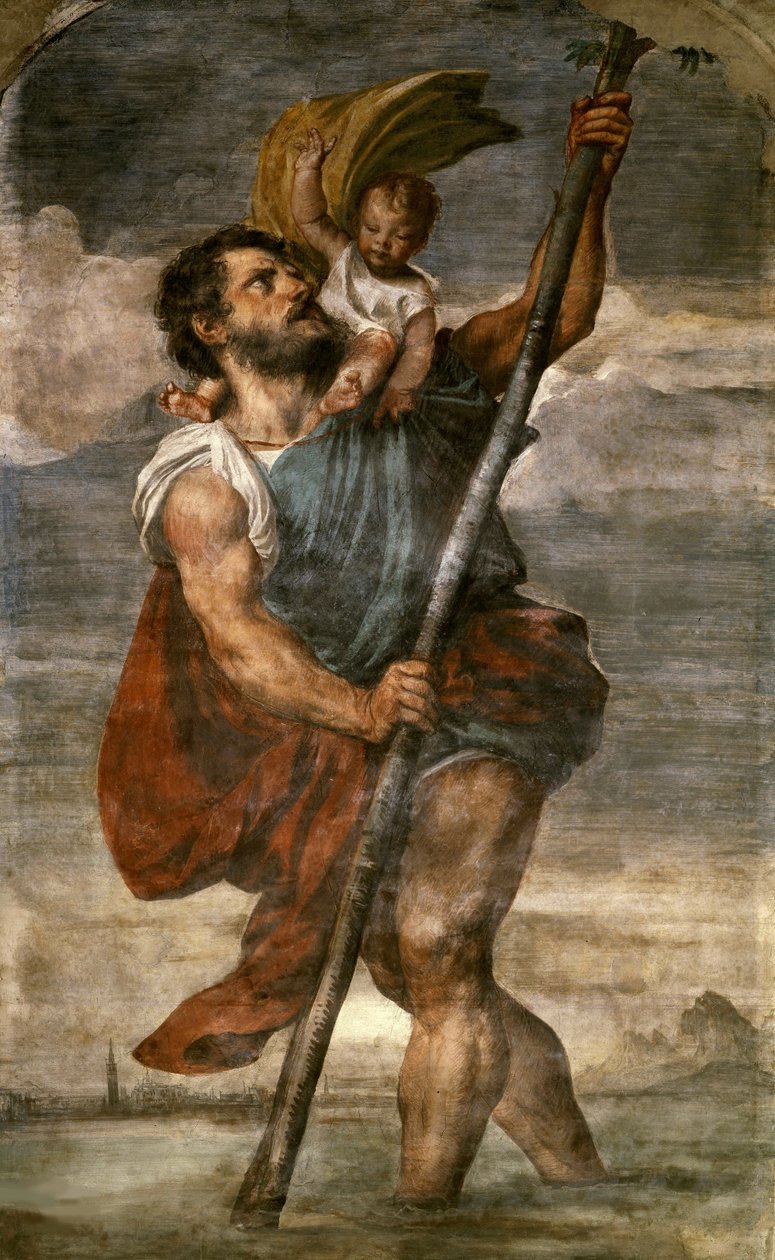 Saint Christopher, 1523-1524. av Titian