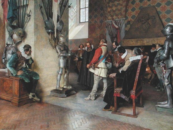 At the Armory (olje på lerret) av Tito Lessi