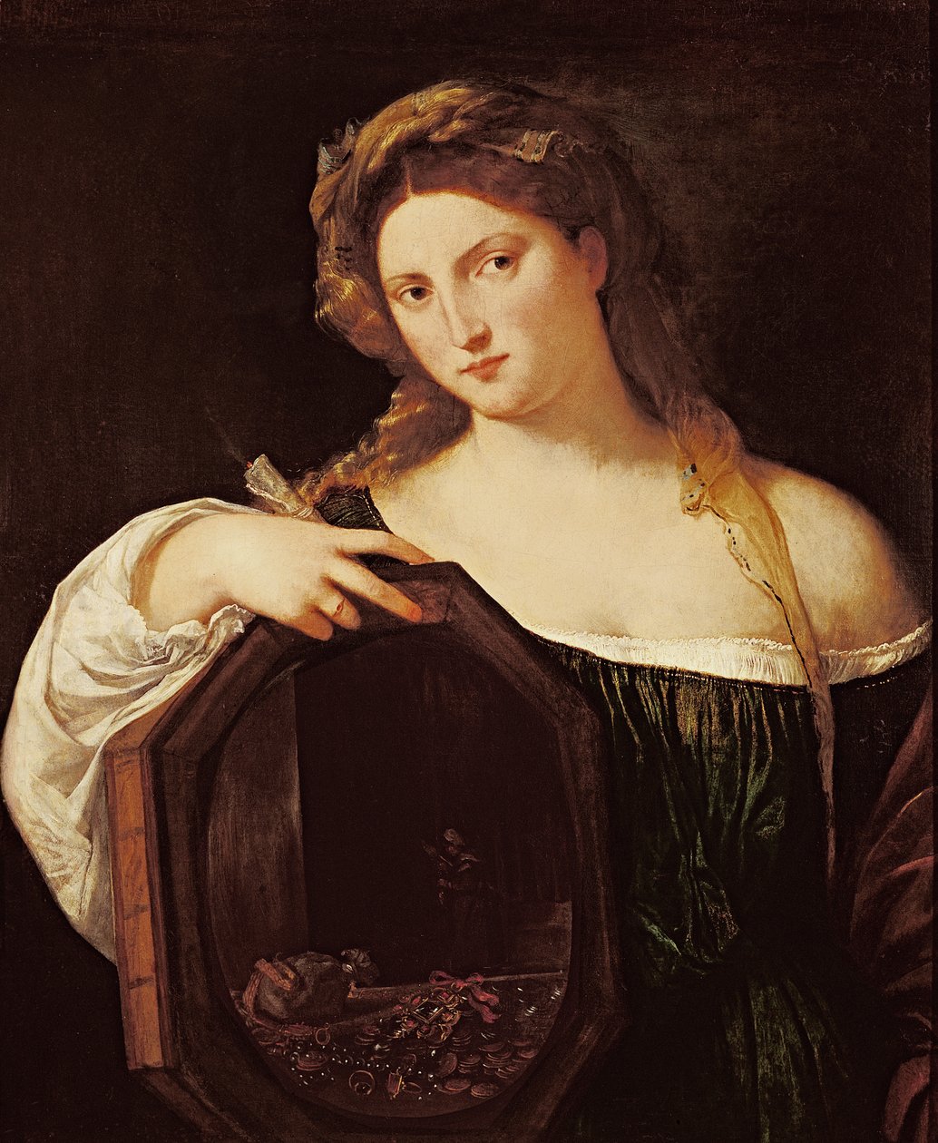Allegory of Vanity, eller Young Woman with a Mirror, ca. 1515 av Tiziano Vecelli