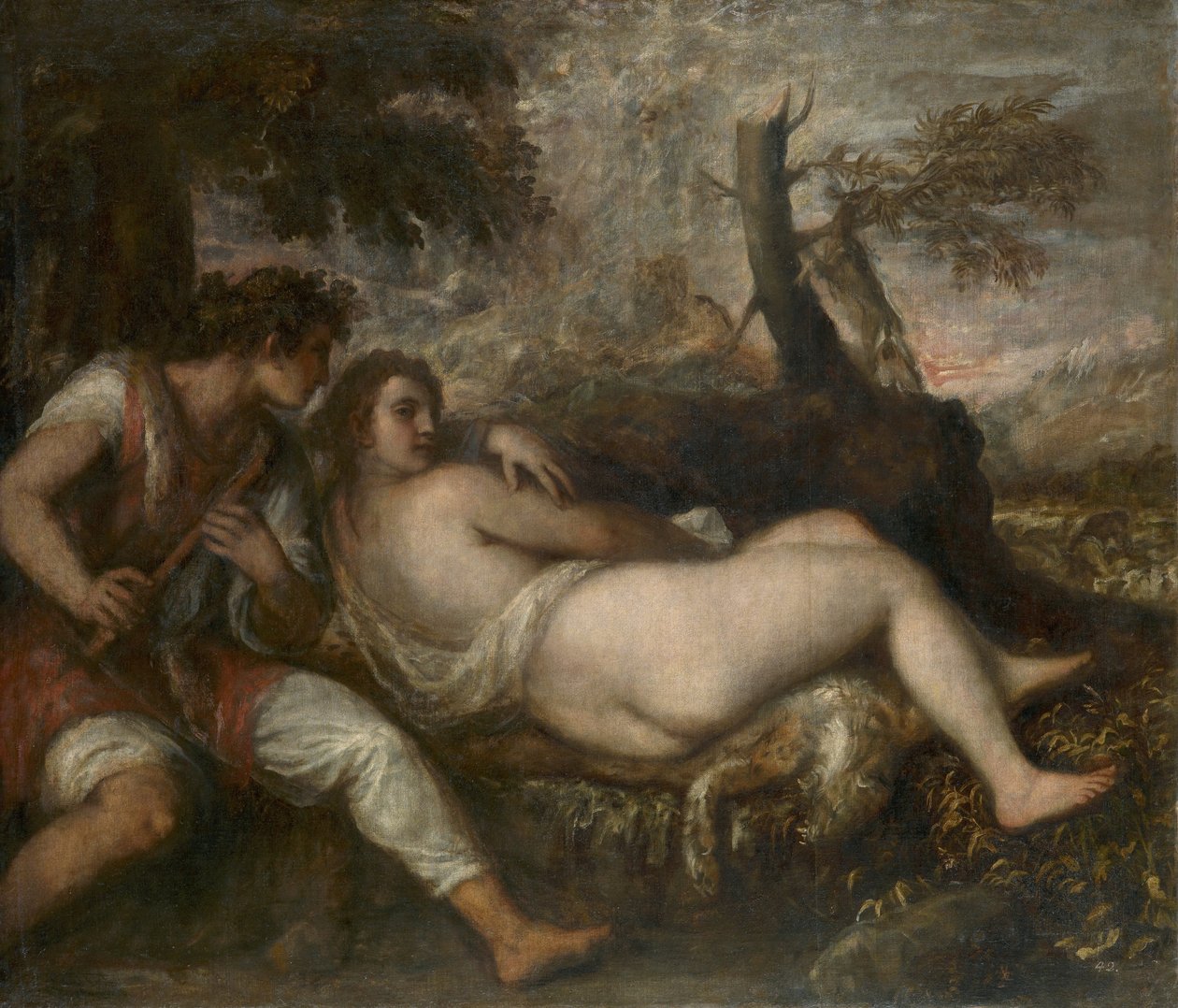 Nymfe og hyrde av Tiziano Vecelli