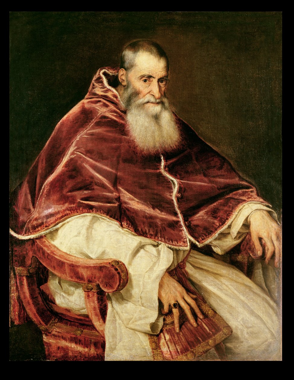 Portrett av Alessandro Farnese (1468-1549) pave Paul III, 1543 av Tiziano Vecelli