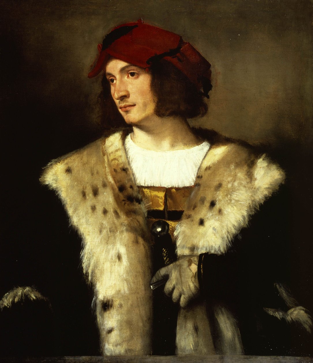 Portrett av en mann i rød cap av Tiziano Vecelli