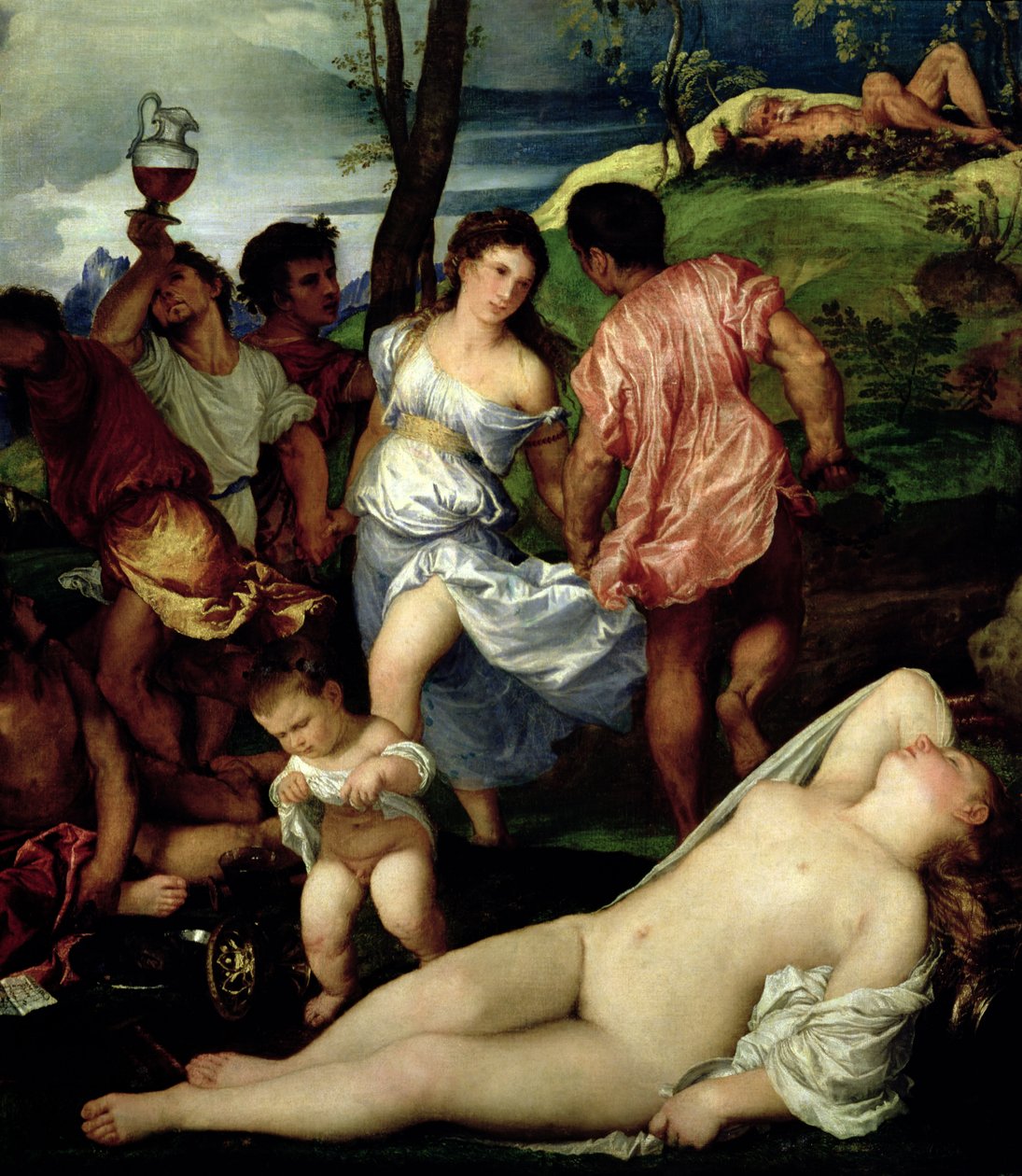 The Andrians, ca. 1523-4 (detalj av 38606) av Tiziano Vecelli
