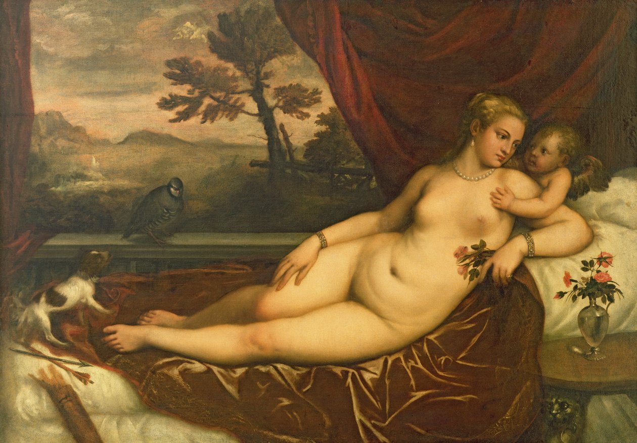 Venus og Amor av Tiziano Vecelli