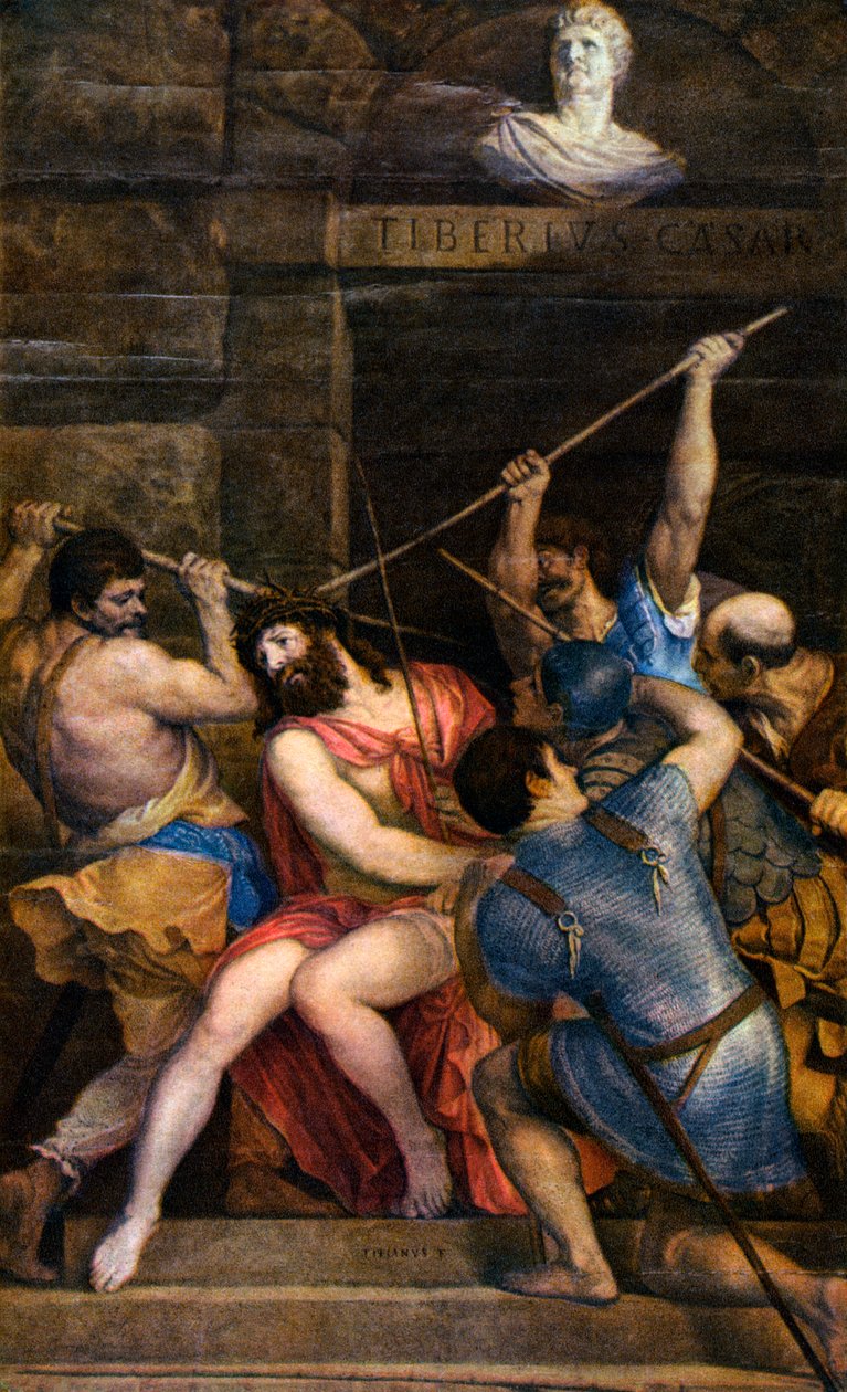 The Crowning with Thorns, c1542, 1937 av Tiziano Vecelli