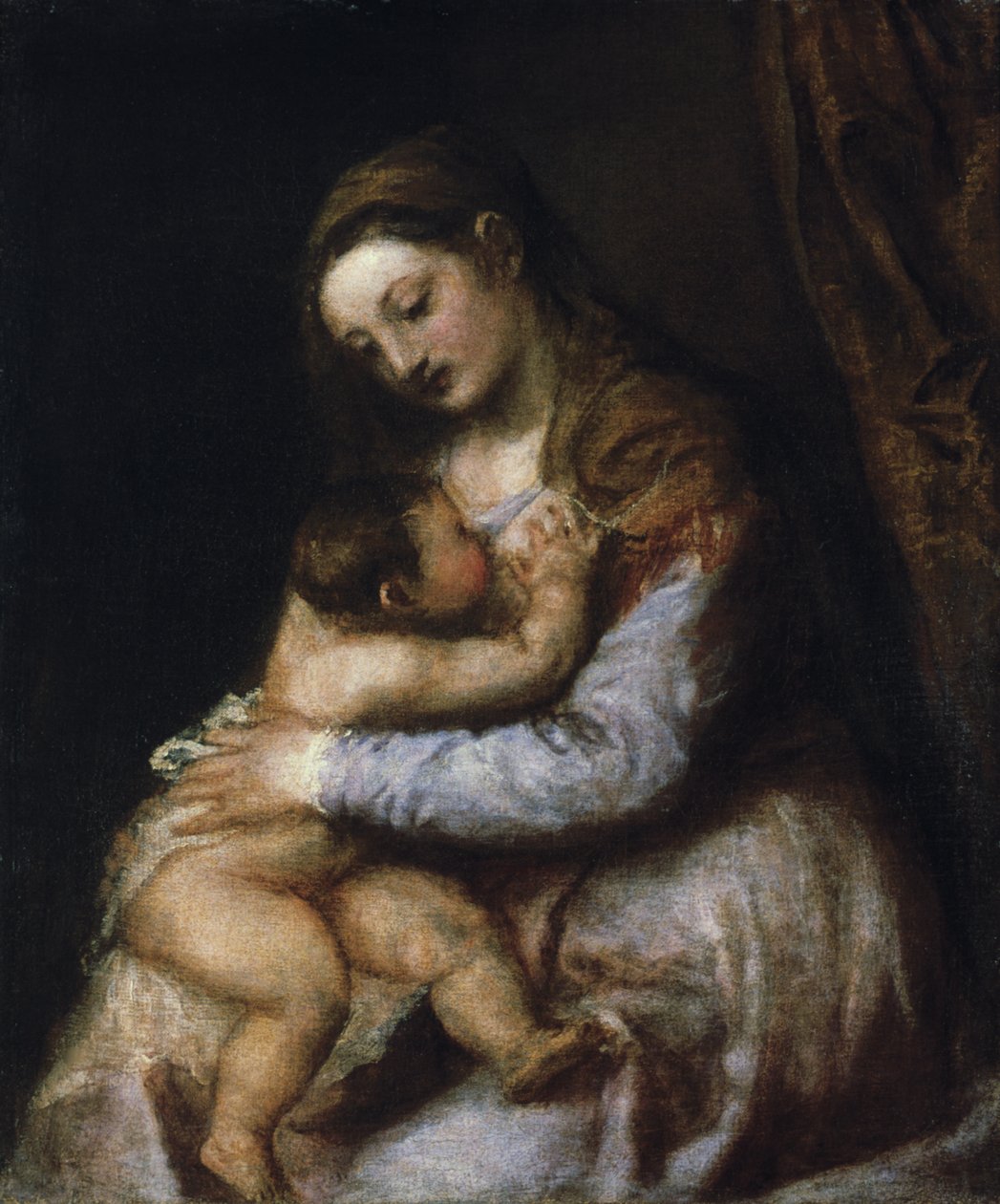 Jomfruen og barnet, c1570-1576 av Tiziano Vecelli