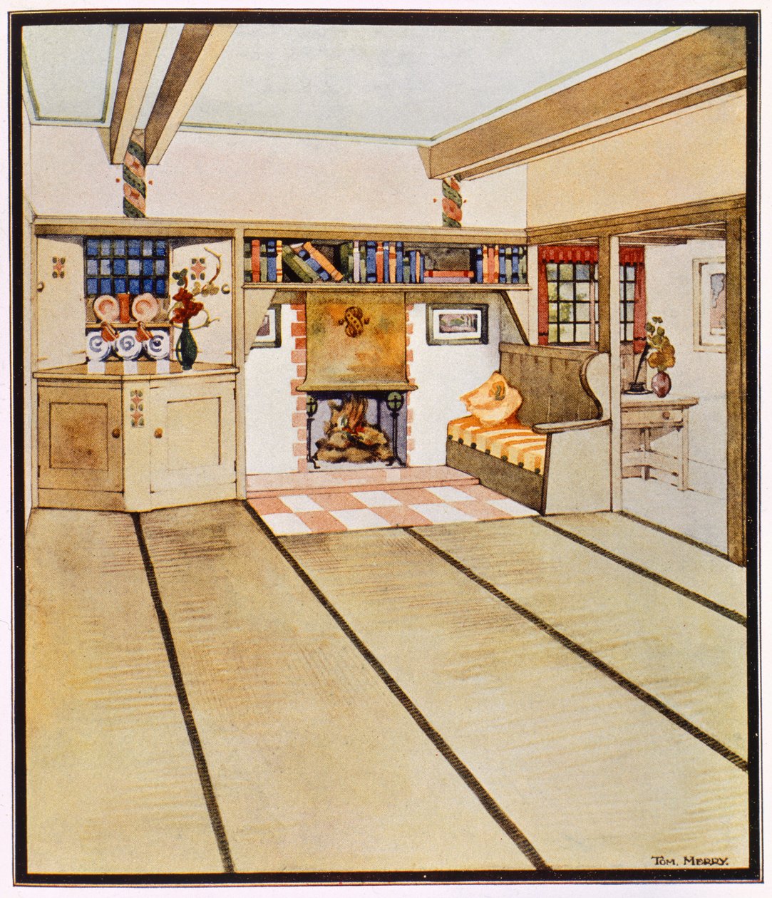 En stue, i kunst- og håndverksstil. Godt, Tom. Britisk 1800-tallet av Tom Merry