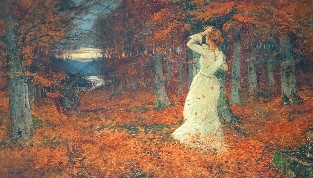 Autumn Leaves, 1902 (wc på kort) av Tom Scott