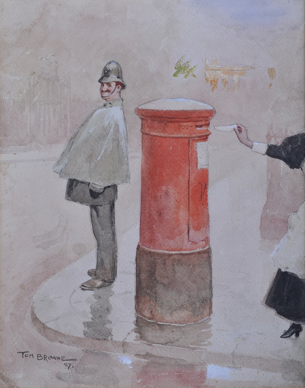 Billet-doux, 1897 (blyant og wc på papir) av Tom Browne
