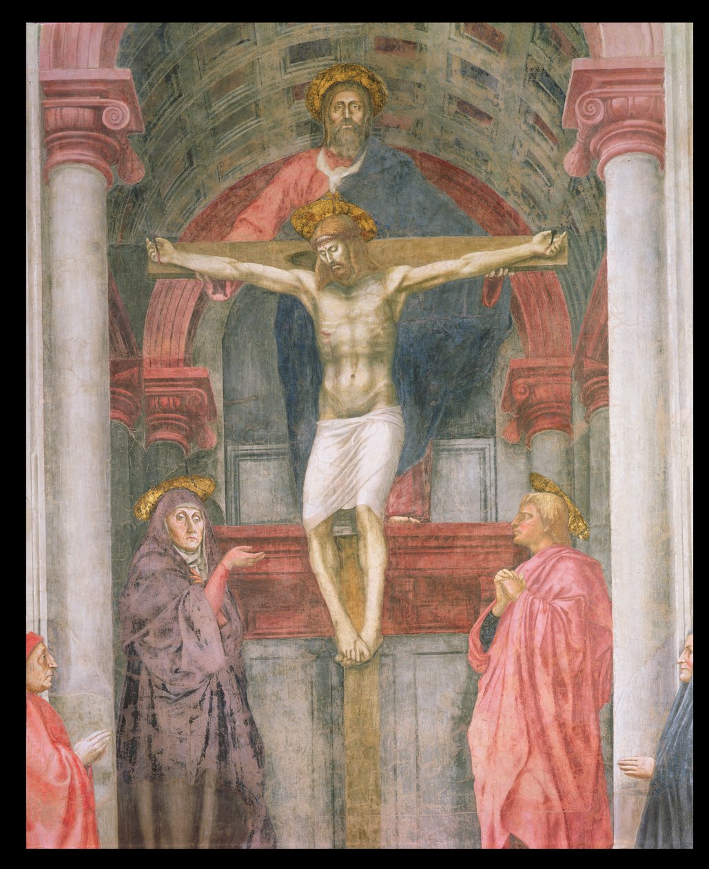 The Trinity, 1427-28 (etter restaurering) (detalj) av Tommaso Masaccio