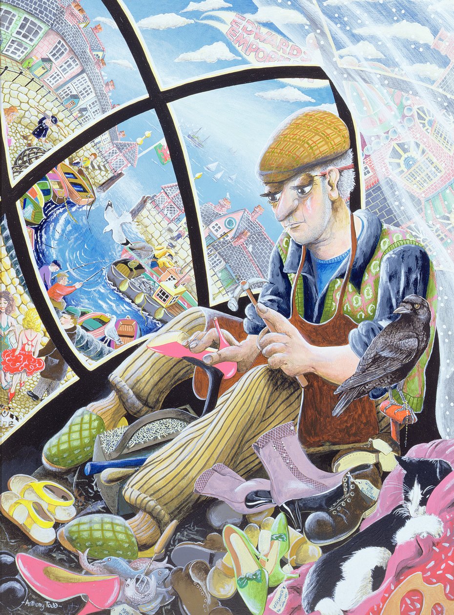 Jack Black brosteiner og fantaserer om kundenes formfulle føtter, 2007 (akryl på panel) av Tony Todd