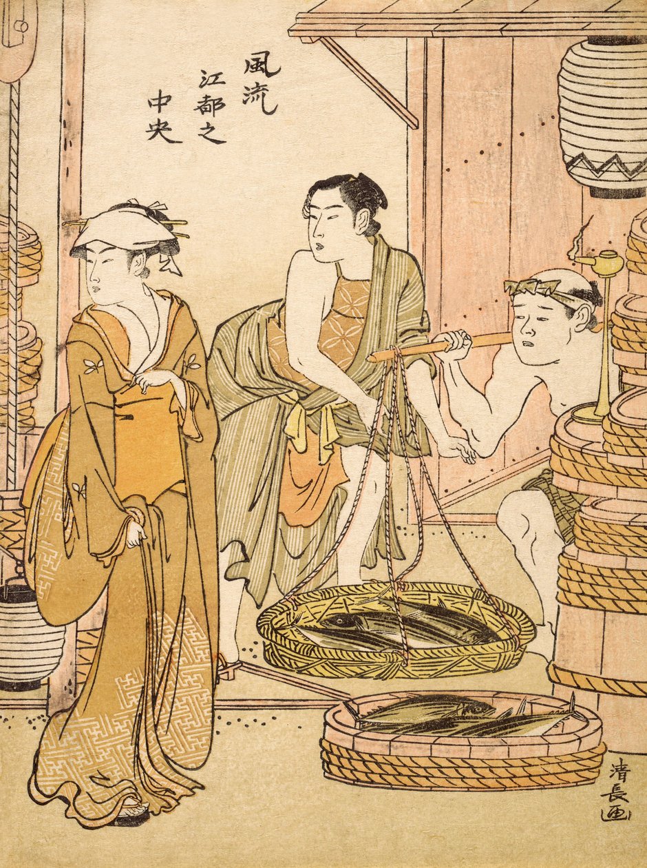 Fiskehandler, pub.c1780 av Torii Kiyonaga