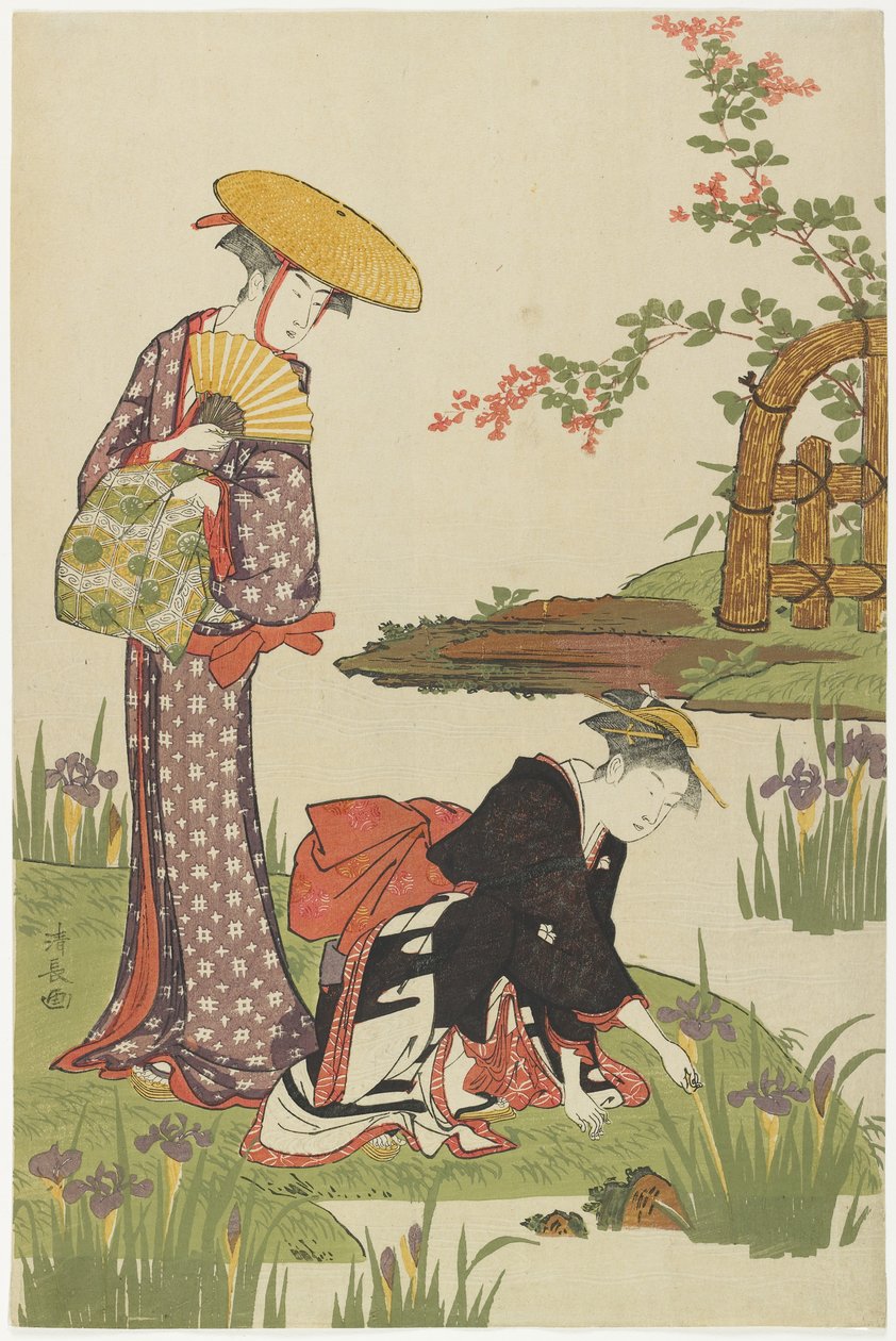 Kvinner ved en Iris-dam, 1785 av Torii Kiyonaga