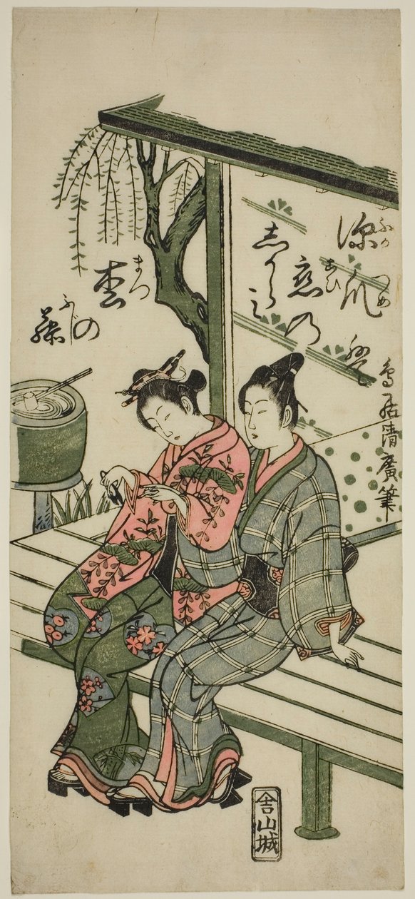 Elskere på en veranda av Torii Kiyohiro