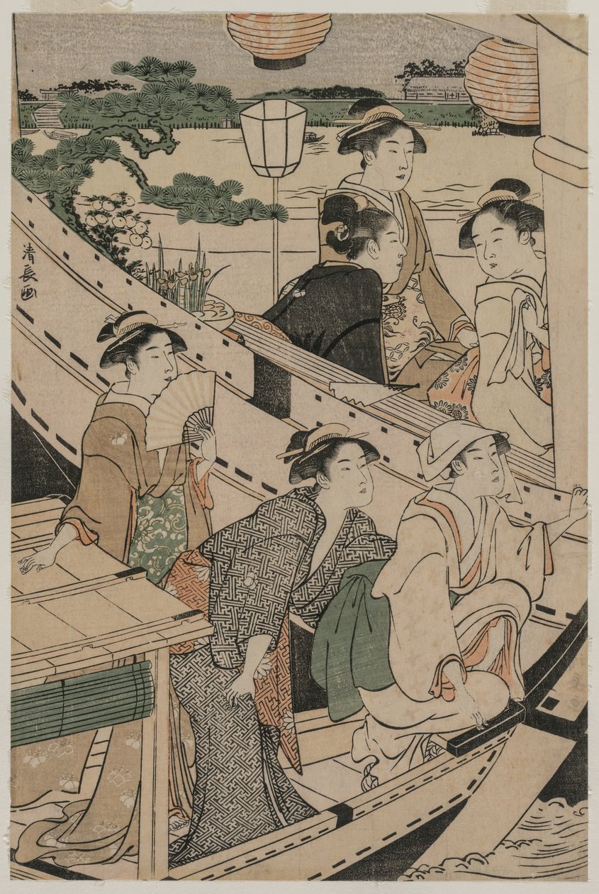 Båtfest på Sumida-elven av Torii Kiyonaga