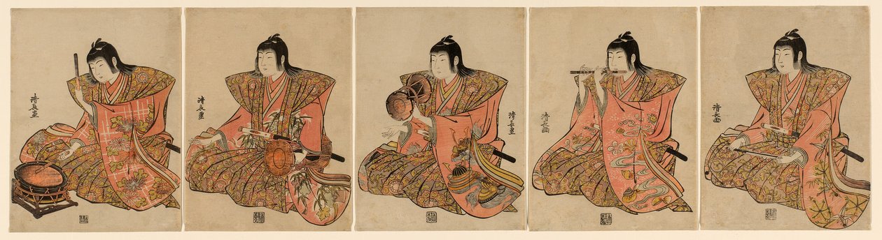 Fem musikere (Gonin bayashi) av Torii Kiyonaga