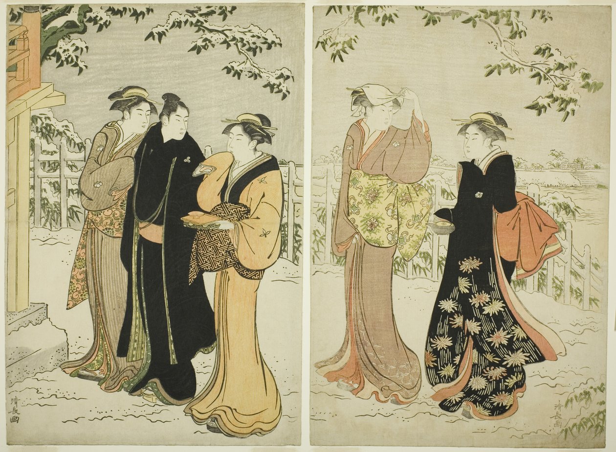 Matsuchi Hill etter snøfall av Torii Kiyonaga