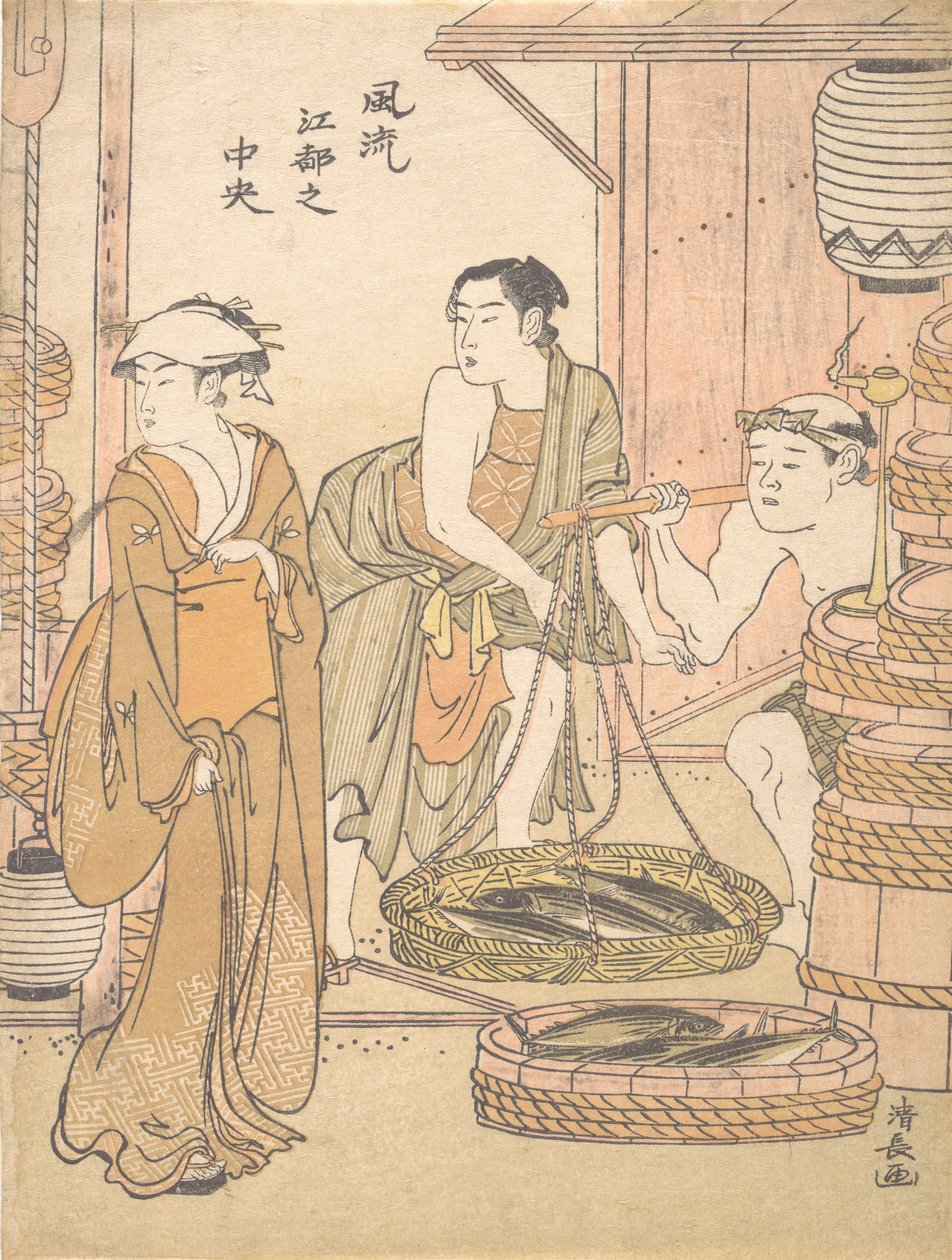 Fiskehandleren. av Torii Kiyonaga