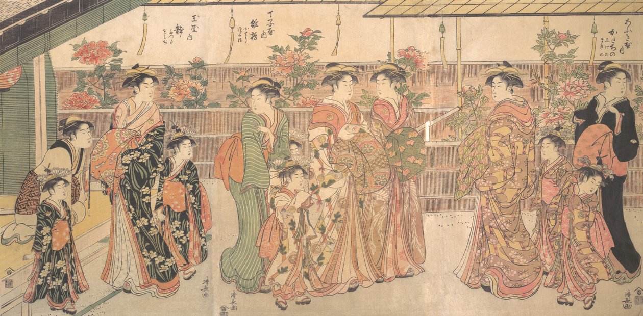 Peony Show, ca. 1790. av Torii Kiyonaga