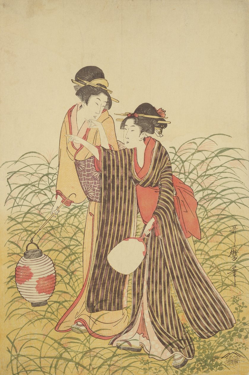 Two Ladies, Edo Period (1603-1868) (farget treblokktrykk) av Toshusai Sharaku