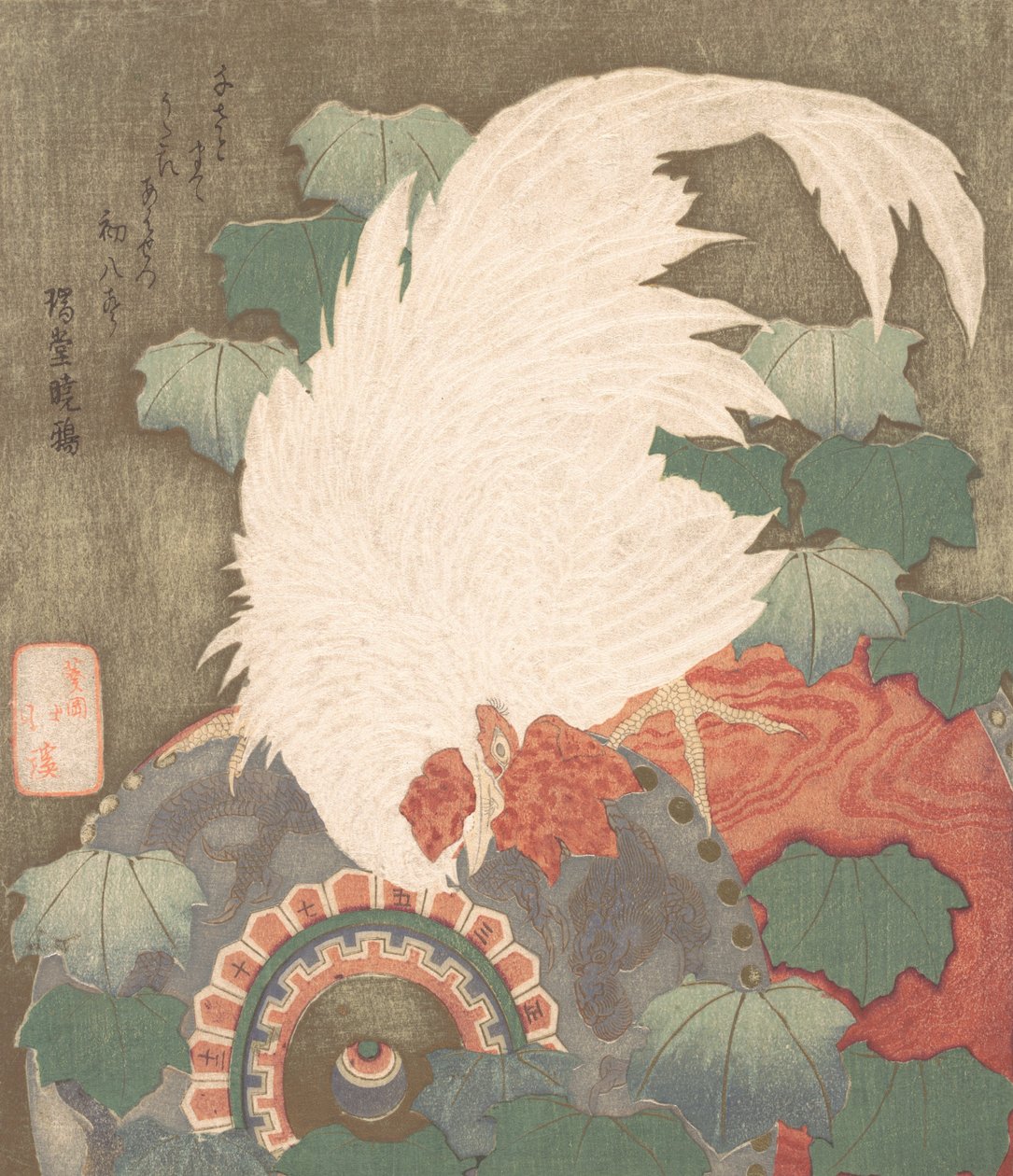 Cock on Drum, ca. 1825. av Totoya Hokkei