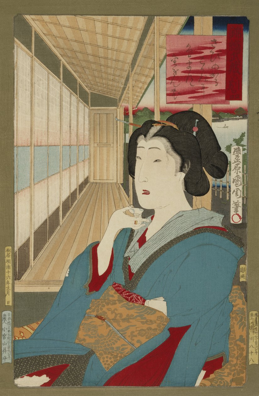 Geisha, ingen dato (treblokktrykk) av Toyohara Kunichika