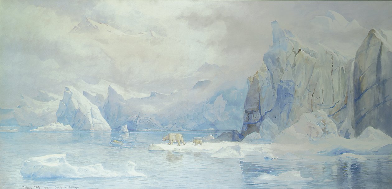East Glacier, Spitzbergen, 1905 wc på papir av Tristram Ellis