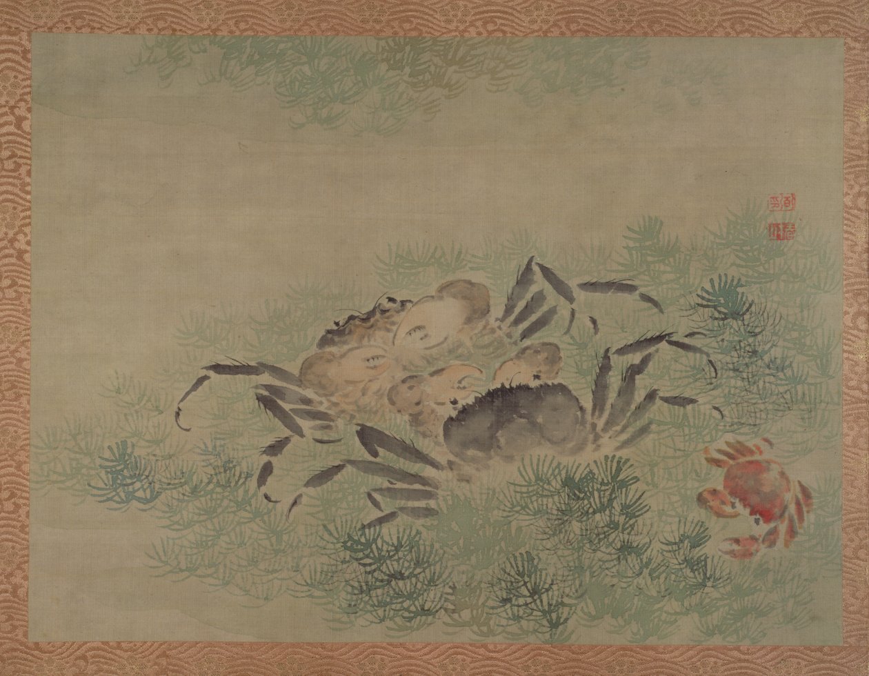 Krabber, 1851 (akvarell på silke) av Tsubaki Chinzan