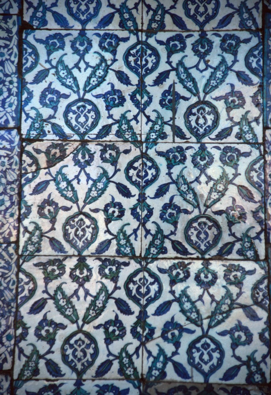 Panel av osmanske fliser (keramikk) av Turkish School