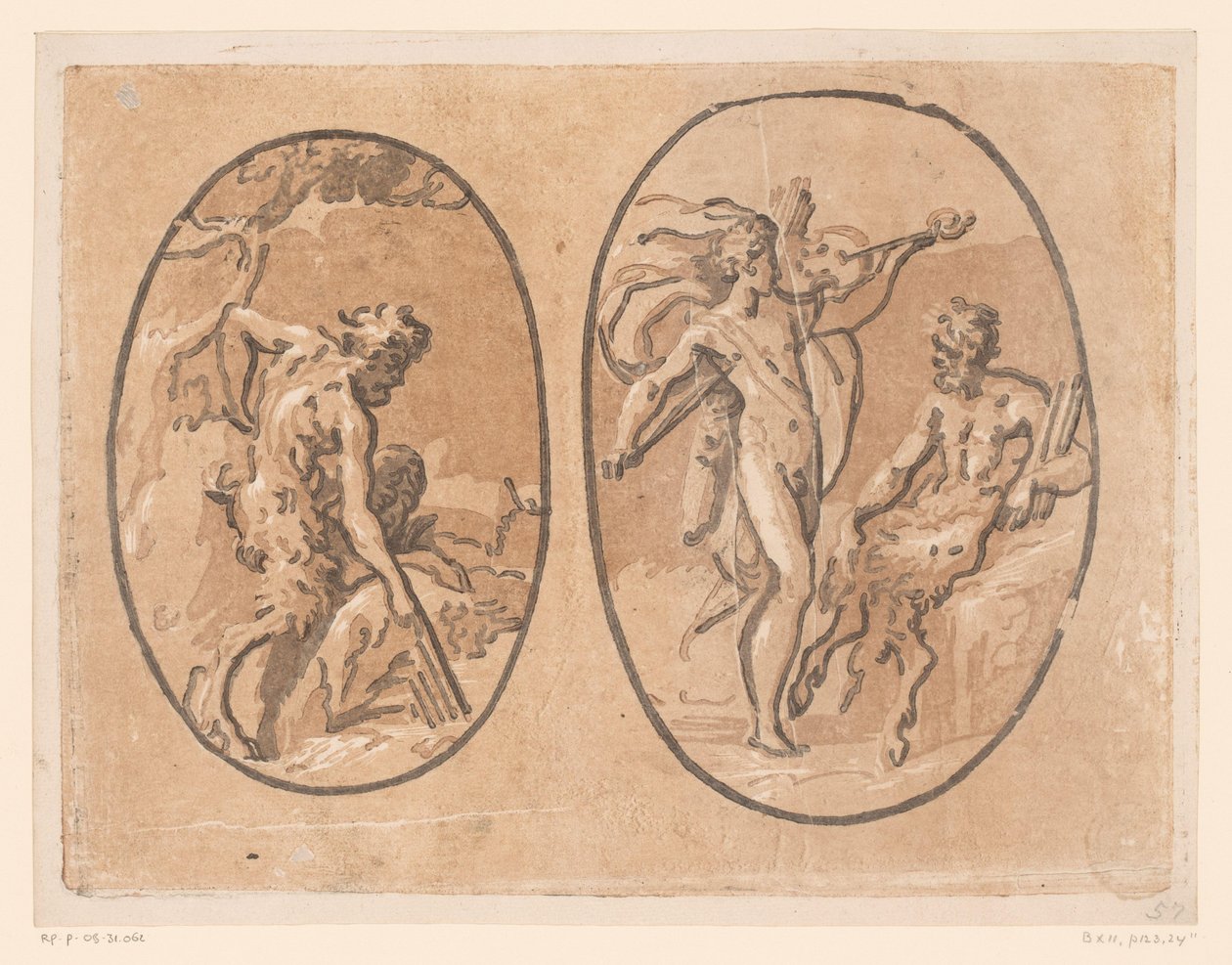 Marsyas dag Minervas panfluit vindt av Ugo da Carpi (possibly)