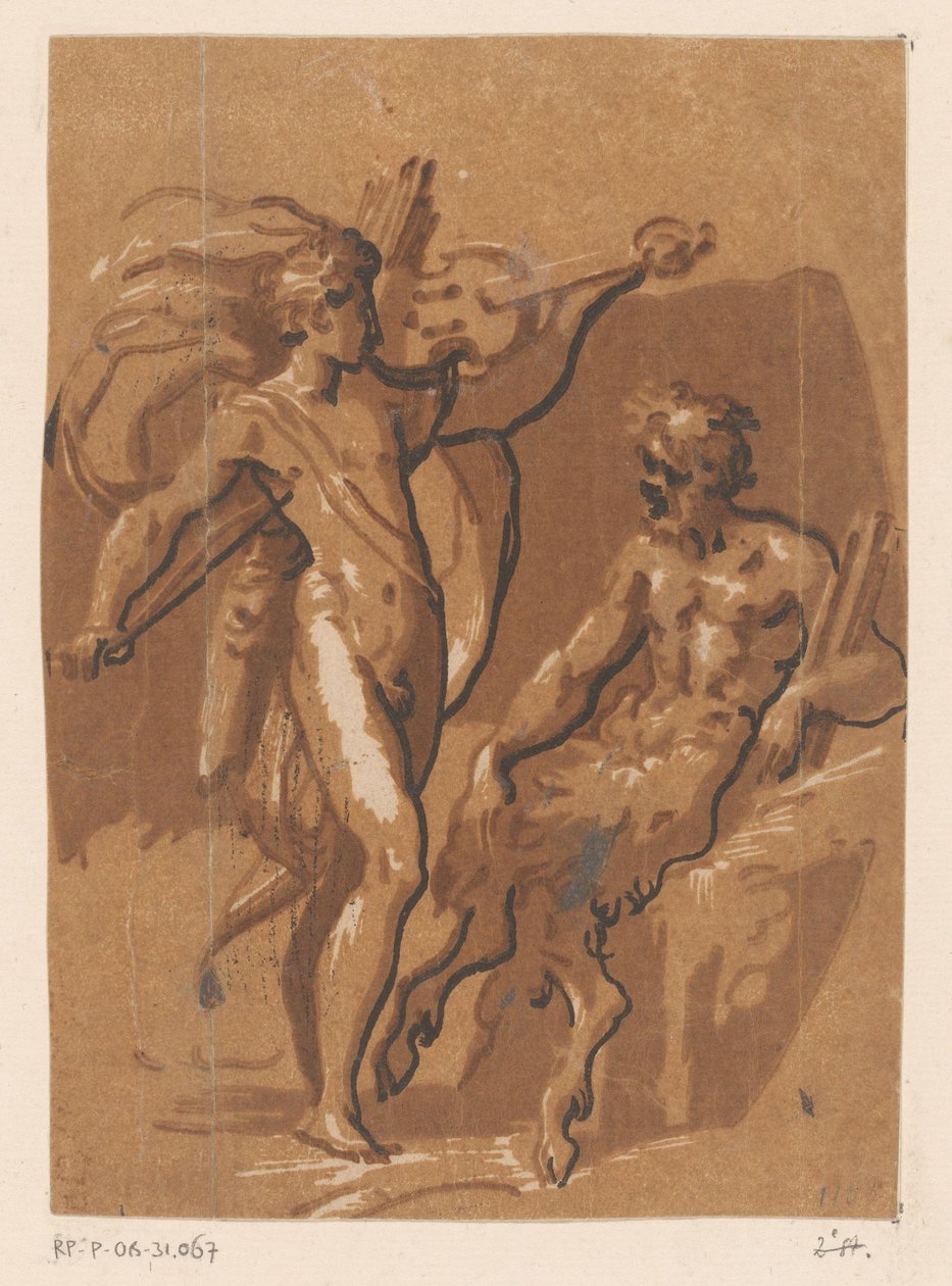 Kamp mellom Apollo og Marsyas av Ugo da Carpi (possibly)