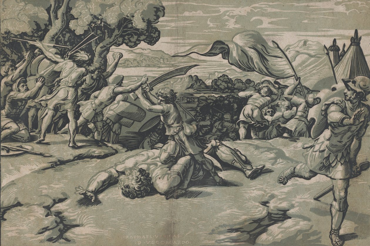 David og Goliat, ca. 1520-27. av Ugo da Carpi